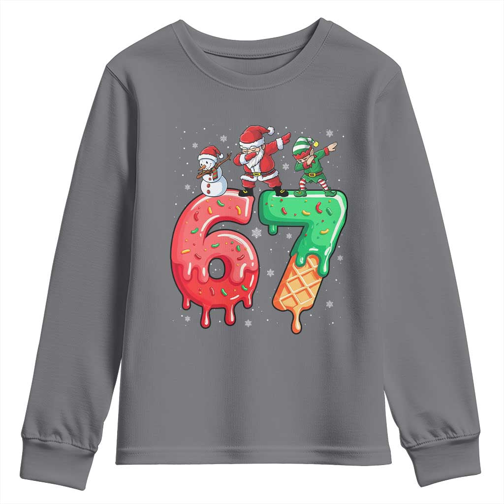 67 Six Seven Christmas Youth Sweatshirt Funny Dabbing Santa Elf Friends 6 7 Meme Gen Alpha Slang TS10 Charcoal Print Your Wear