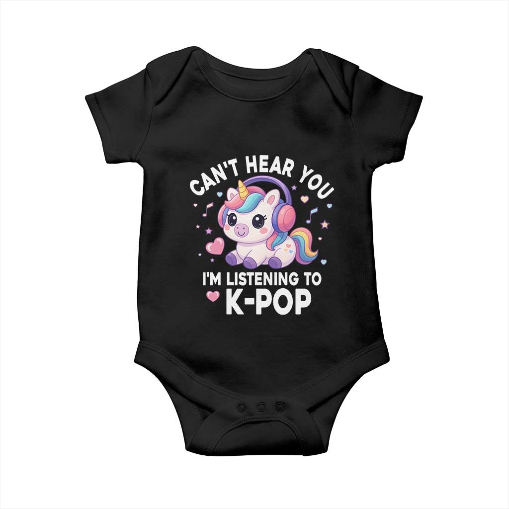 Kpop Lover Baby Onesie Cant Hear You I'm Listening Kawaii K-Pop Korean Music TS10 Black Print Your Wear