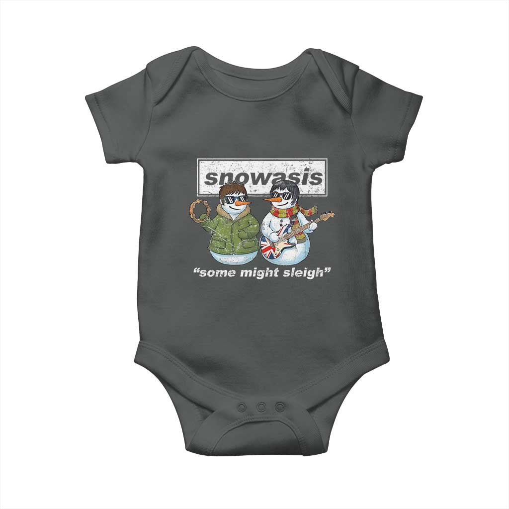 Snowasis Some Might Sleigh Christmas Baby Onesie Funny Music Lovers Snowman Singers Band TS10 Dark Heather Print Your Wear