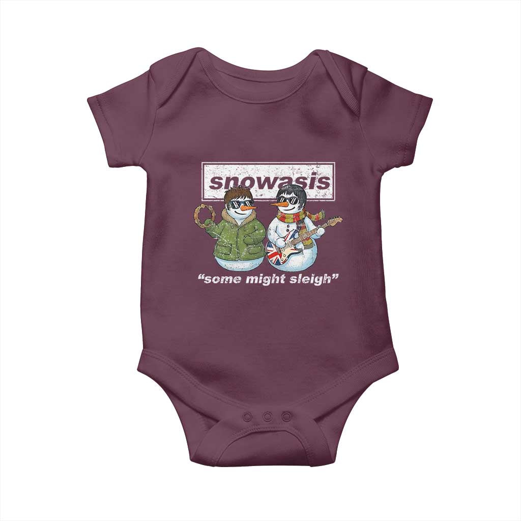 Snowasis Some Might Sleigh Christmas Baby Onesie Funny Music Lovers Snowman Singers Band TS10 Maroon Print Your Wear