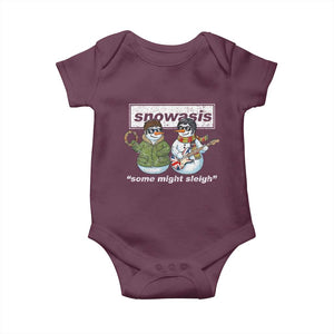 Snowasis Some Might Sleigh Christmas Baby Onesie Funny Music Lovers Snowman Singers Band TS10 Maroon Print Your Wear