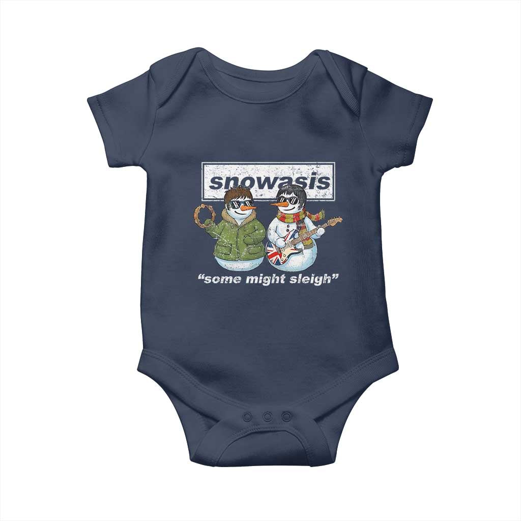 Snowasis Some Might Sleigh Christmas Baby Onesie Funny Music Lovers Snowman Singers Band TS10 Navy Print Your Wear