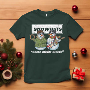 Snowasis Some Might Sleigh Christmas T Shirt Funny Music Lovers Snowman Singers Band TS10 Dark Forest Green Print Your Wear