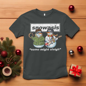 Snowasis Some Might Sleigh Christmas T Shirt Funny Music Lovers Snowman Singers Band TS10 Dark Heather Print Your Wear