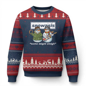 Snowasis Some Might Sleigh Xmas Ugly Christmas Sweater Funny Music Lovers Snowman Singers Band TS10 Navy Red Print Your Wear
