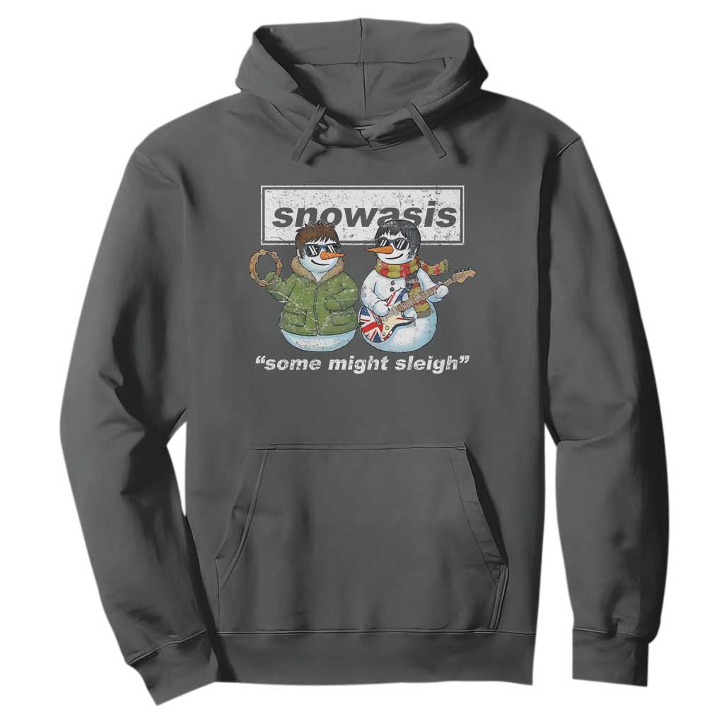 Snowasis Some Might Sleigh Christmas Hoodie Funny Music Lovers Snowman Singers Band TS10 Dark Heather Print Your Wear