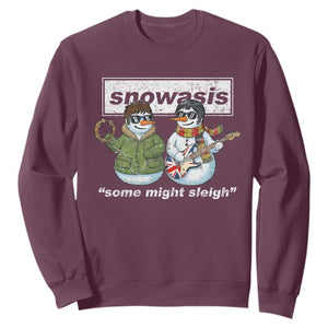 Snowasis Some Might Sleigh Christmas Sweatshirt Funny Music Lovers Snowman Singers Band TS10 Maroon Print Your Wear