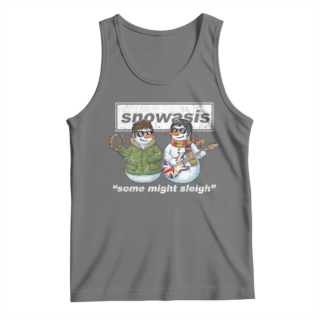 Snowasis Some Might Sleigh Christmas Tank Top Funny Music Lovers Snowman Singers Band TS10 Black Heather Print Your Wear