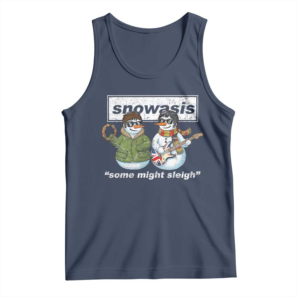 Snowasis Some Might Sleigh Christmas Tank Top Funny Music Lovers Snowman Singers Band TS10 Navy Print Your Wear
