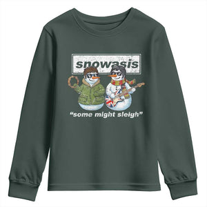 Snowasis Some Might Sleigh Christmas Youth Sweatshirt Funny Music Lovers Snowman Singers Band TS10 Dark Forest Green Print Your Wear