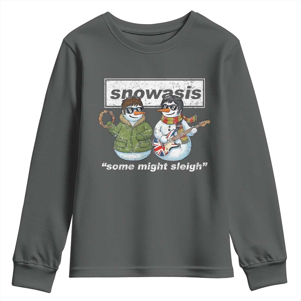 Snowasis Some Might Sleigh Christmas Youth Sweatshirt Funny Music Lovers Snowman Singers Band TS10 Dark Heather Print Your Wear