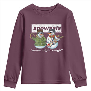 Snowasis Some Might Sleigh Christmas Youth Sweatshirt Funny Music Lovers Snowman Singers Band TS10 Maroon Print Your Wear