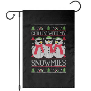 Chillin With My Snowmies Garden Flag Funny Snowman Christmas Kids Boys Ugly Xmas TS10 Black Print Your Wear