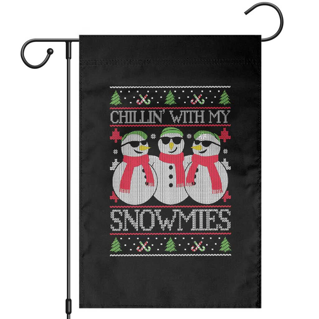 Chillin With My Snowmies Garden Flag Funny Snowman Christmas Kids Boys Ugly Xmas TS10 Black Print Your Wear