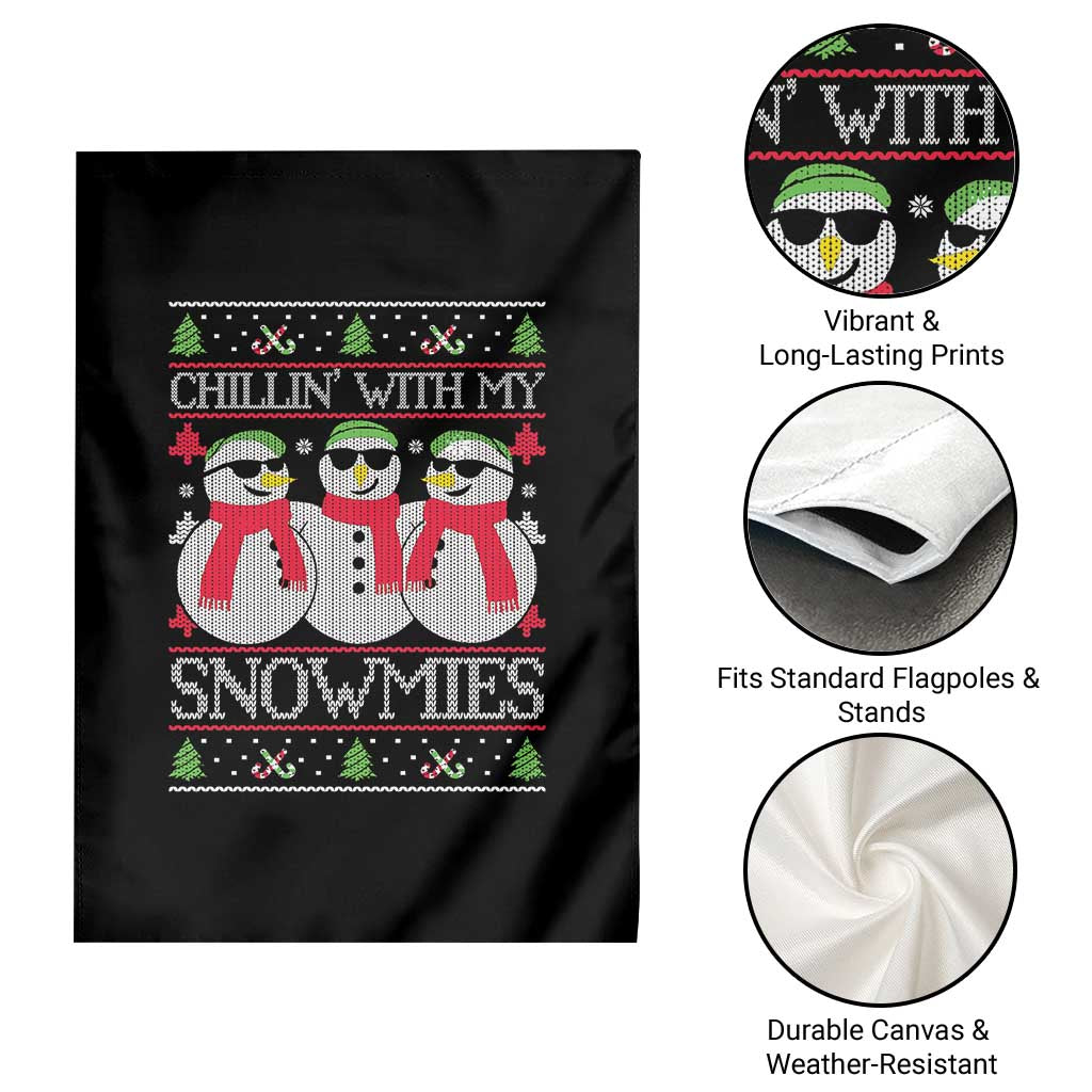 Chillin With My Snowmies Garden Flag Funny Snowman Christmas Kids Boys Ugly Xmas TS10 Print Your Wear