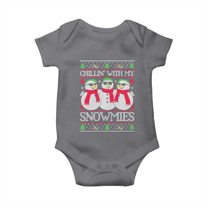 Chillin With My Snowmies Baby Onesie Funny Snowman Christmas Kids Boys Ugly Xmas TS10 Charcoal Print Your Wear