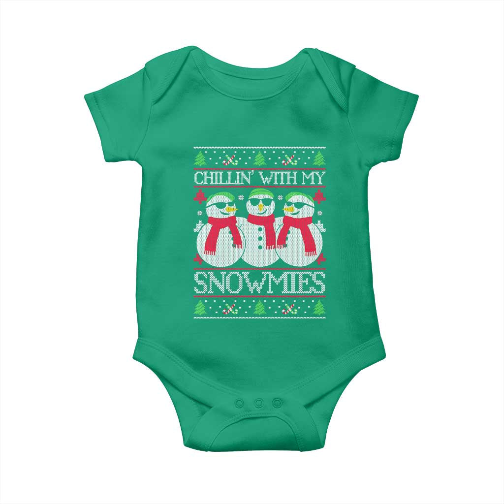 Chillin With My Snowmies Baby Onesie Funny Snowman Christmas Kids Boys Ugly Xmas TS10 Irish Green Print Your Wear