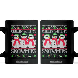 Chillin With My Snowmies Coffee Mug Funny Snowman Christmas Kids Boys Ugly Xmas TS10 Black Print Your Wear