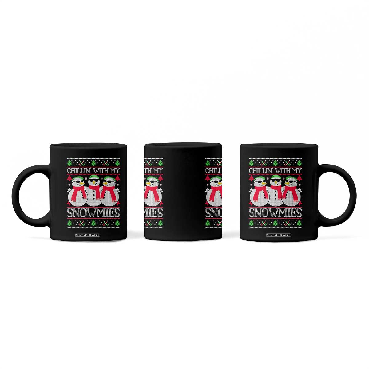 Chillin With My Snowmies Coffee Mug Funny Snowman Christmas Kids Boys Ugly Xmas TS10 Print Your Wear