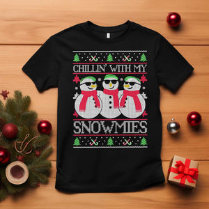 Chillin With My Snowmies T Shirt Funny Snowman Christmas Kids Boys Ugly Xmas TS10 Black Print Your Wear