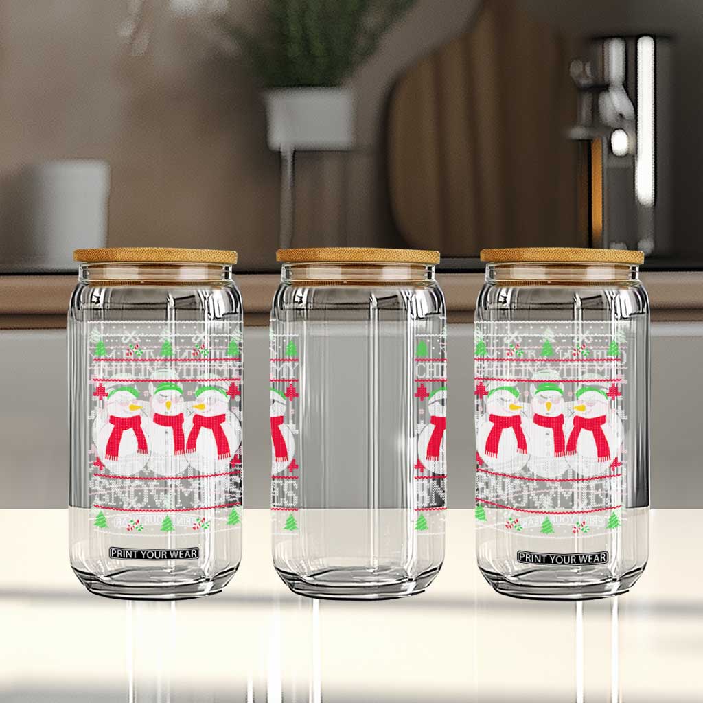 Chillin With My Snowmies Glass Can Funny Snowman Christmas Kids Boys Ugly Xmas TS10 Print Your Wear