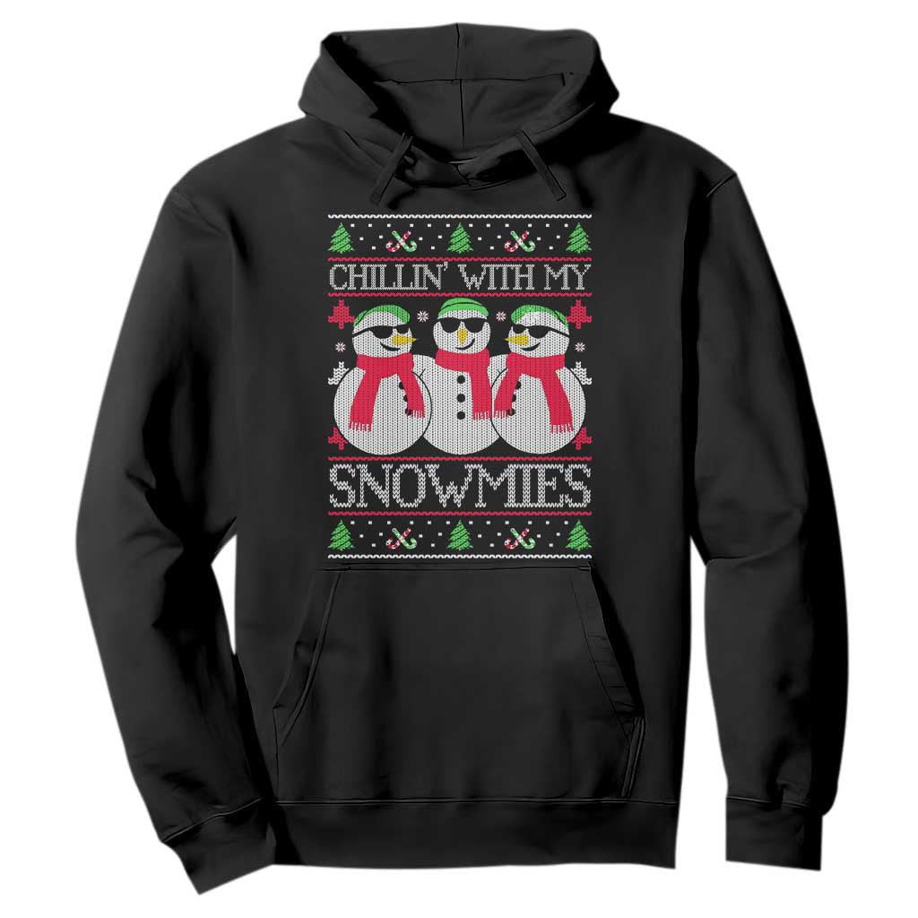 Chillin With My Snowmies Hoodie Funny Snowman Christmas Kids Boys Ugly Xmas TS10 Black Print Your Wear
