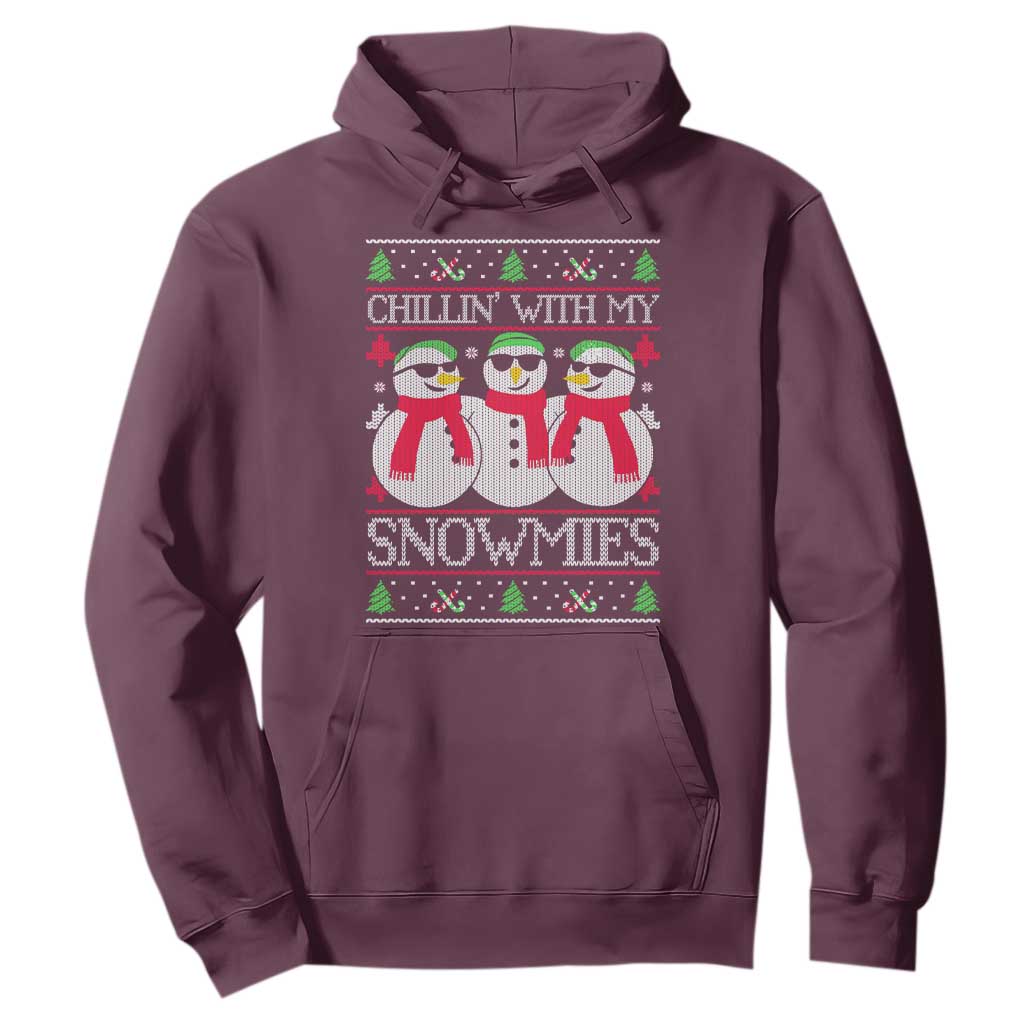 Chillin With My Snowmies Hoodie Funny Snowman Christmas Kids Boys Ugly Xmas TS10 Maroon Print Your Wear