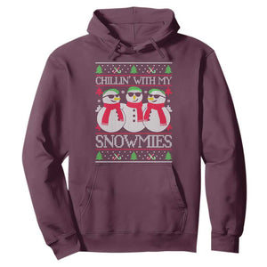 Chillin With My Snowmies Hoodie Funny Snowman Christmas Kids Boys Ugly Xmas TS10 Maroon Print Your Wear