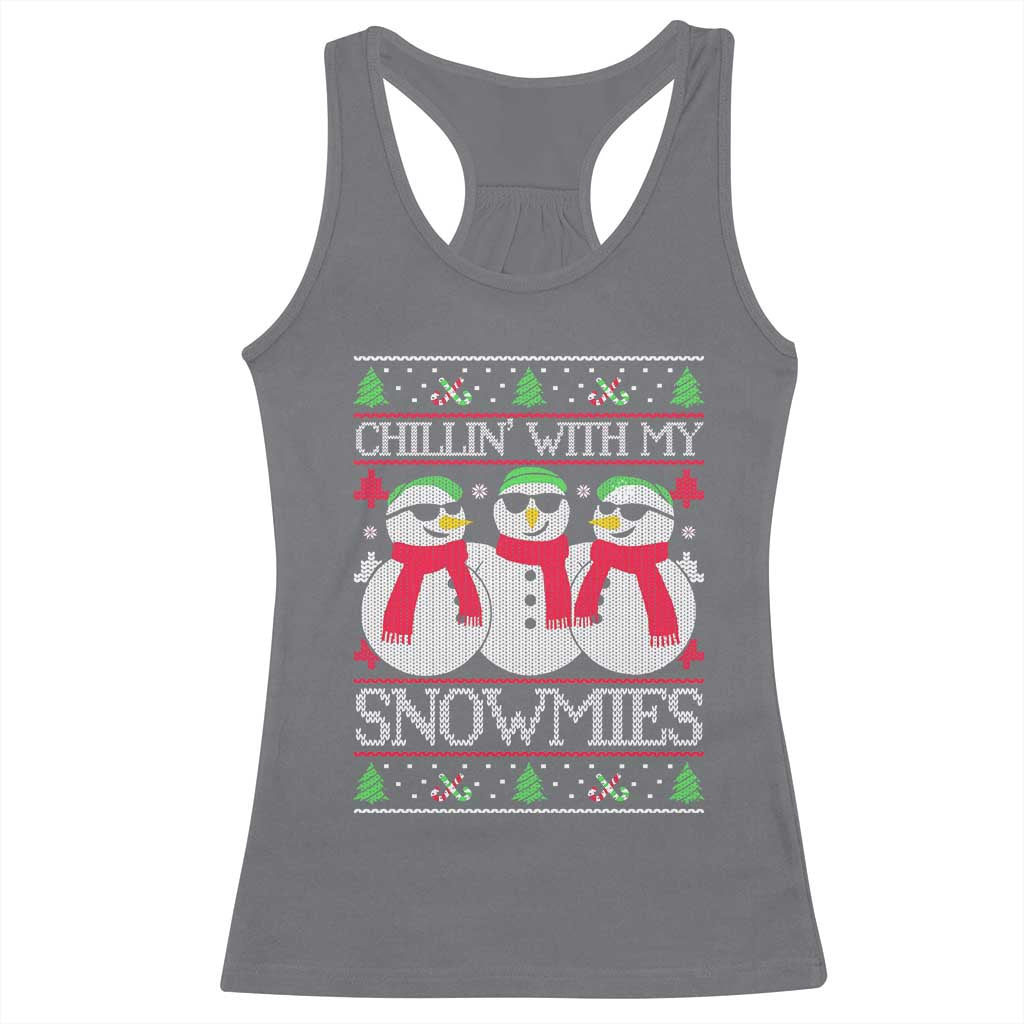 Chillin With My Snowmies Racerback Tank Top Funny Snowman Christmas Kids Boys Ugly Xmas TS10 Charcoal Print Your Wear
