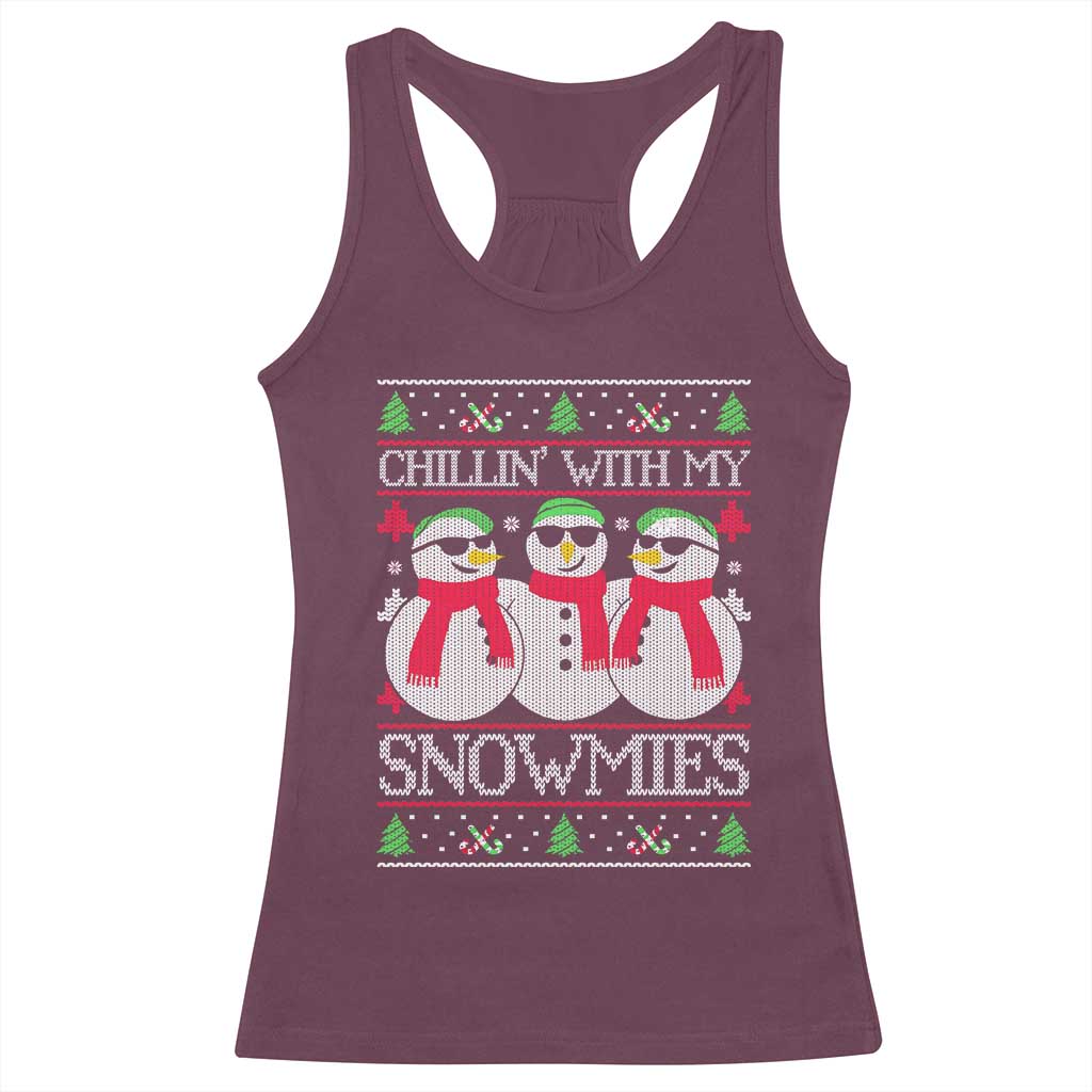Chillin With My Snowmies Racerback Tank Top Funny Snowman Christmas Kids Boys Ugly Xmas TS10 Maroon Print Your Wear