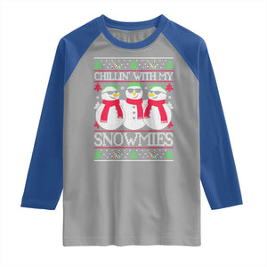 Chillin With My Snowmies Raglan Shirt Funny Snowman Christmas Kids Boys Ugly Xmas TS10 Sport Gray Royal Print Your Wear