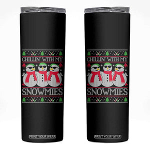 Chillin With My Snowmies Skinny Tumbler Funny Snowman Christmas Kids Boys Ugly Xmas TS10 Black Print Your Wear