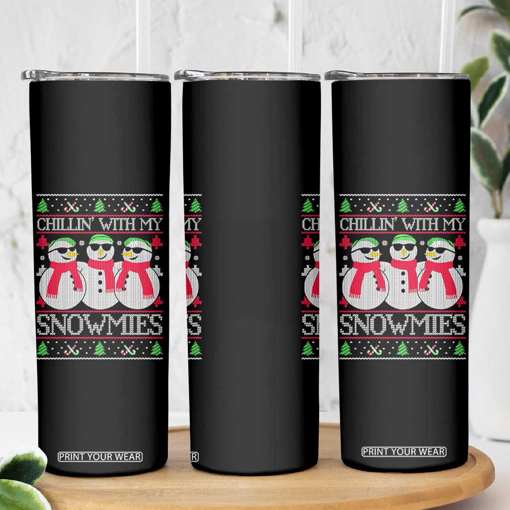 Chillin With My Snowmies Skinny Tumbler Funny Snowman Christmas Kids Boys Ugly Xmas TS10 Print Your Wear