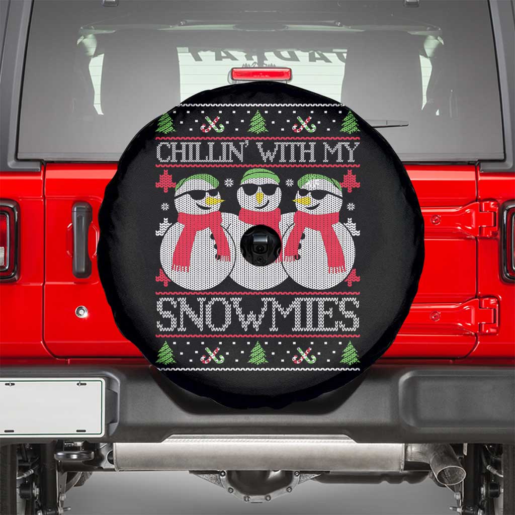 Chillin With My Snowmies Spare Tire Cover Funny Snowman Christmas Kids Boys Ugly Xmas TS10 Black Print Your Wear