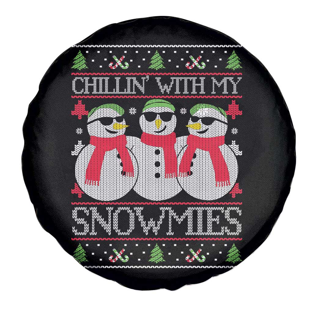 Chillin With My Snowmies Spare Tire Cover Funny Snowman Christmas Kids Boys Ugly Xmas TS10 Print Your Wear