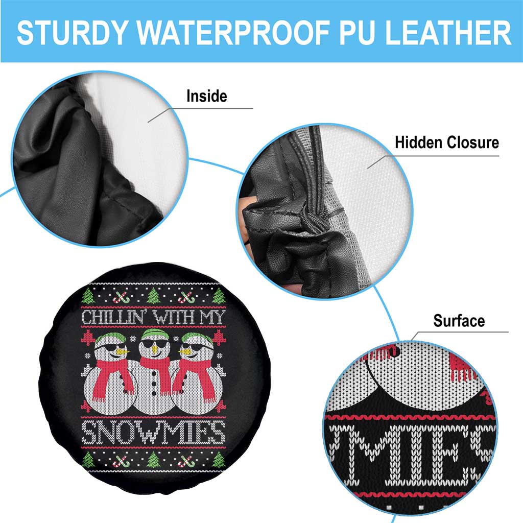 Chillin With My Snowmies Spare Tire Cover Funny Snowman Christmas Kids Boys Ugly Xmas TS10 Print Your Wear