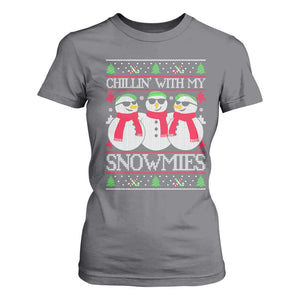 Chillin With My Snowmies T Shirt For Women Funny Snowman Christmas Kids Boys Ugly Xmas TS10 Charcoal Print Your Wear