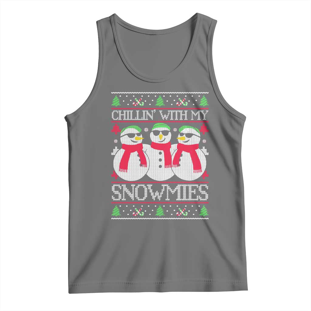 Chillin With My Snowmies Tank Top Funny Snowman Christmas Kids Boys Ugly Xmas TS10 Black Heather Print Your Wear