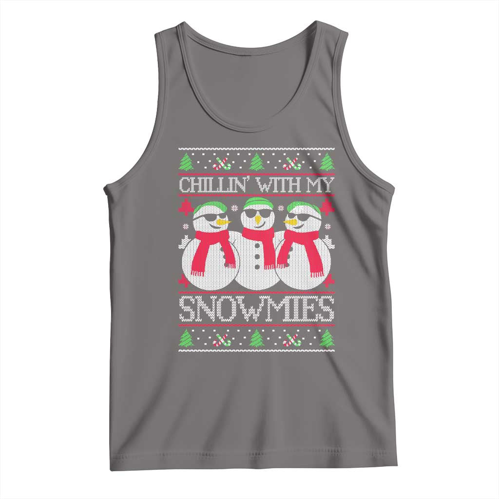 Chillin With My Snowmies Tank Top Funny Snowman Christmas Kids Boys Ugly Xmas TS10 Deep Heather Print Your Wear