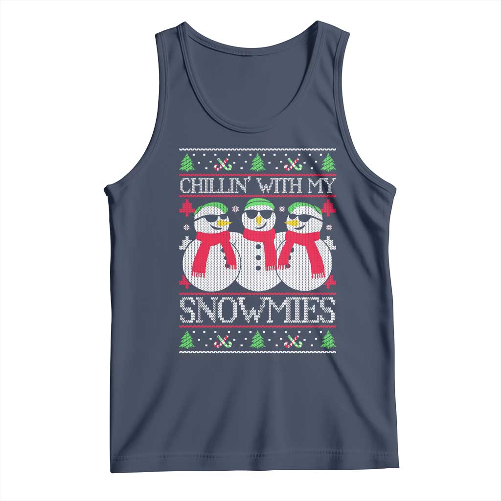 Chillin With My Snowmies Tank Top Funny Snowman Christmas Kids Boys Ugly Xmas TS10 Navy Print Your Wear