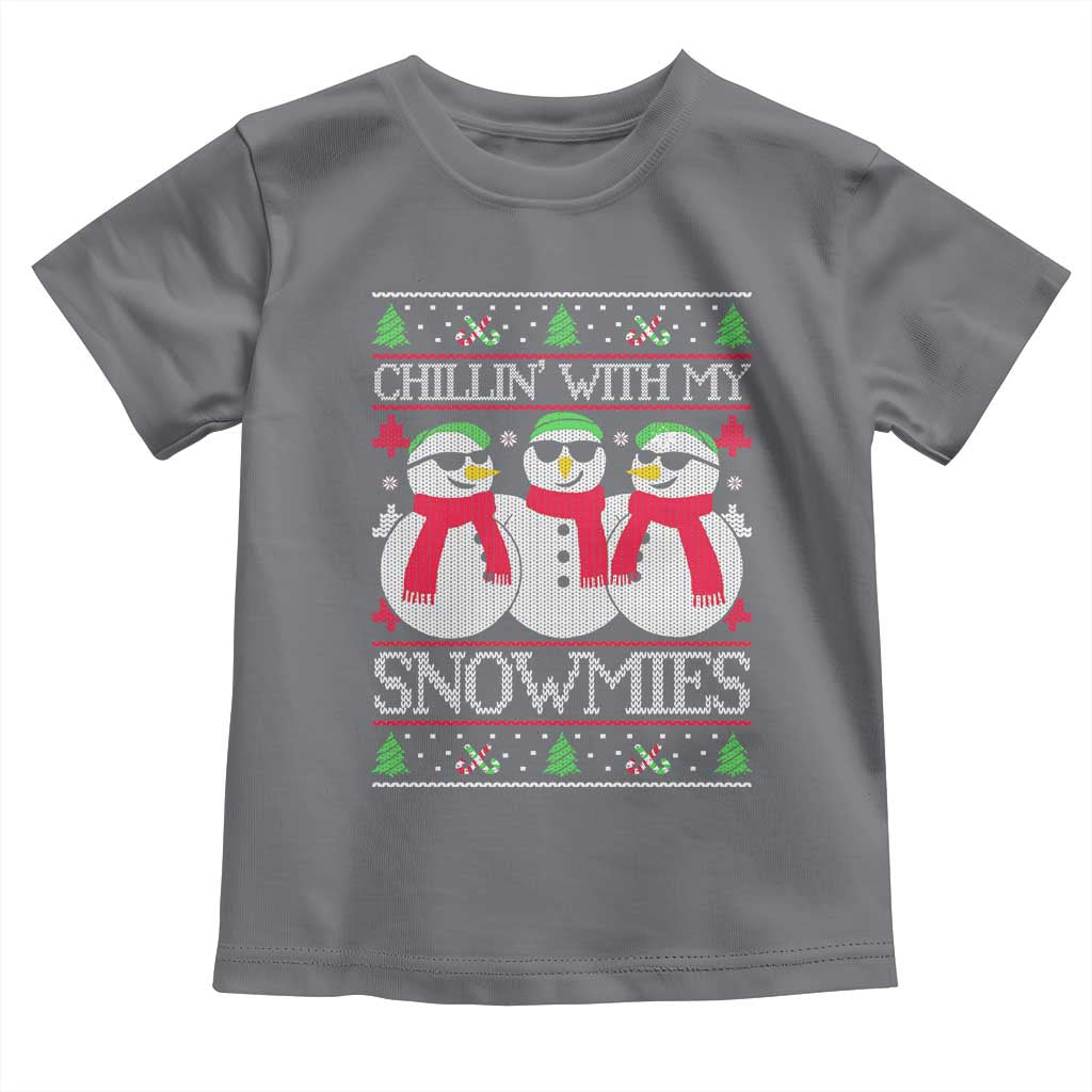 Chillin With My Snowmies Toddler T Shirt Funny Snowman Christmas Kids Boys Ugly Xmas TS10 Charcoal Print Your Wear