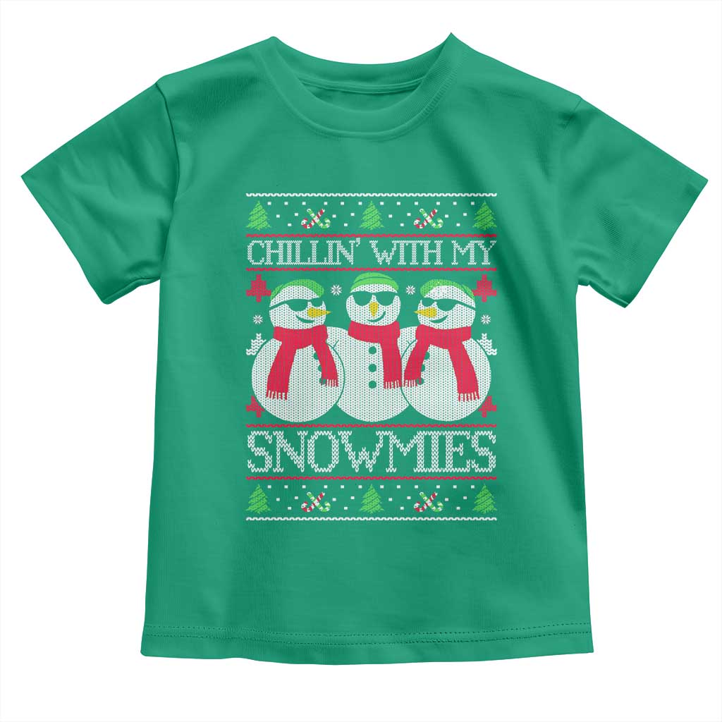 Chillin With My Snowmies Toddler T Shirt Funny Snowman Christmas Kids Boys Ugly Xmas TS10 Irish Green Print Your Wear