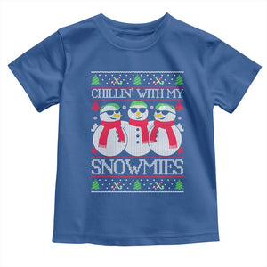 Chillin With My Snowmies Toddler T Shirt Funny Snowman Christmas Kids Boys Ugly Xmas TS10 Royal Blue Print Your Wear