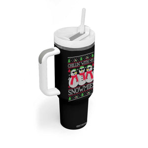 Chillin With My Snowmies Tumbler With Handle Funny Snowman Christmas Kids Boys Ugly Xmas TS10 Print Your Wear