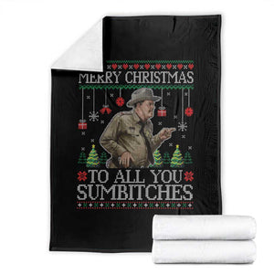 Merry Christmas Sumbitches Throw Blanket Funny Smokey Retro 80s Movie The Bandit Ugly Xmas TS10 Black Print Your Wear