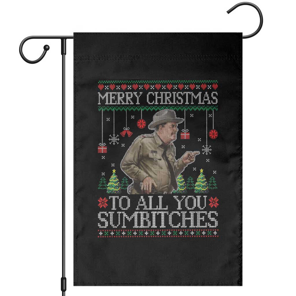 Merry Christmas Sumbitches Garden Flag Funny Smokey Retro 80s Movie The Bandit Ugly Xmas TS10 Black Print Your Wear