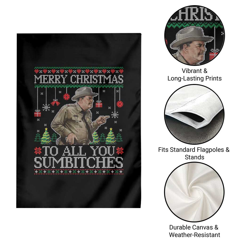 Merry Christmas Sumbitches Garden Flag Funny Smokey Retro 80s Movie The Bandit Ugly Xmas TS10 Print Your Wear