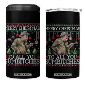 Merry Christmas Sumbitches 4 in 1 Can Cooler Tumbler Funny Smokey Retro 80s Movie The Bandit Ugly Xmas TS10 One Size: 16 oz Black Print Your Wear