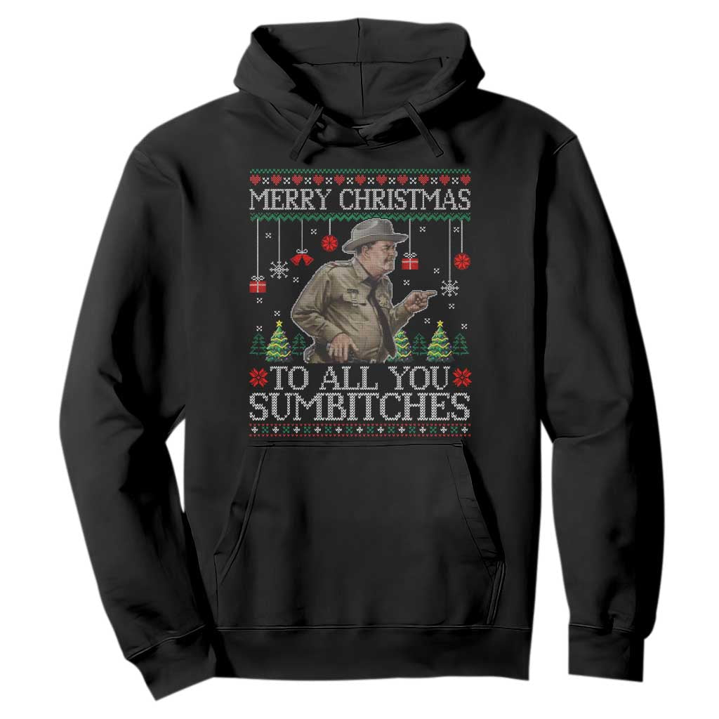 Merry Christmas Sumbitches Hoodie Funny Smokey Retro 80s Movie The Bandit Ugly Xmas TS10 Black Print Your Wear