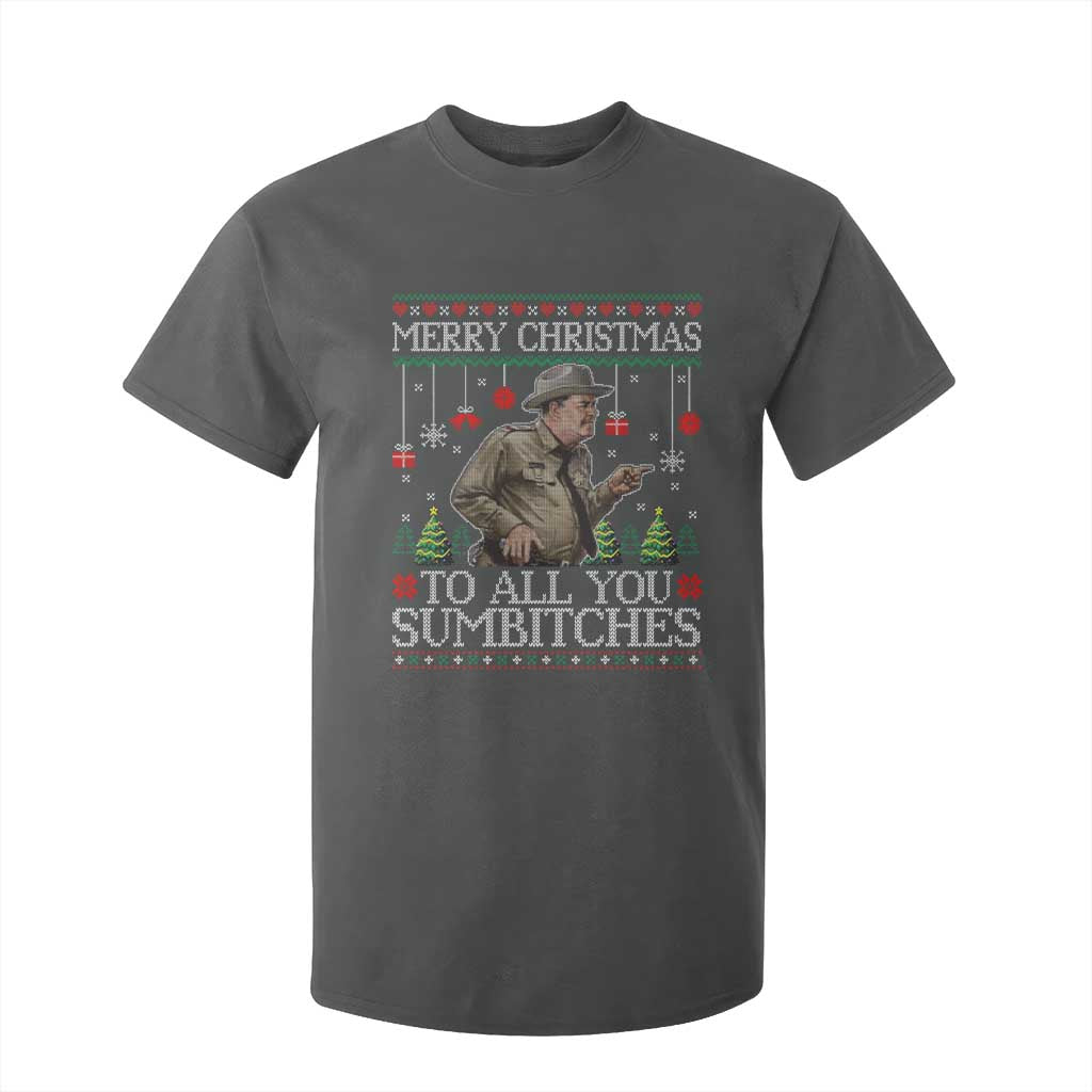 Merry Christmas Sumbitches T Shirt For Kid Funny Smokey Retro 80s Movie The Bandit Ugly Xmas TS10 Dark Heather Print Your Wear